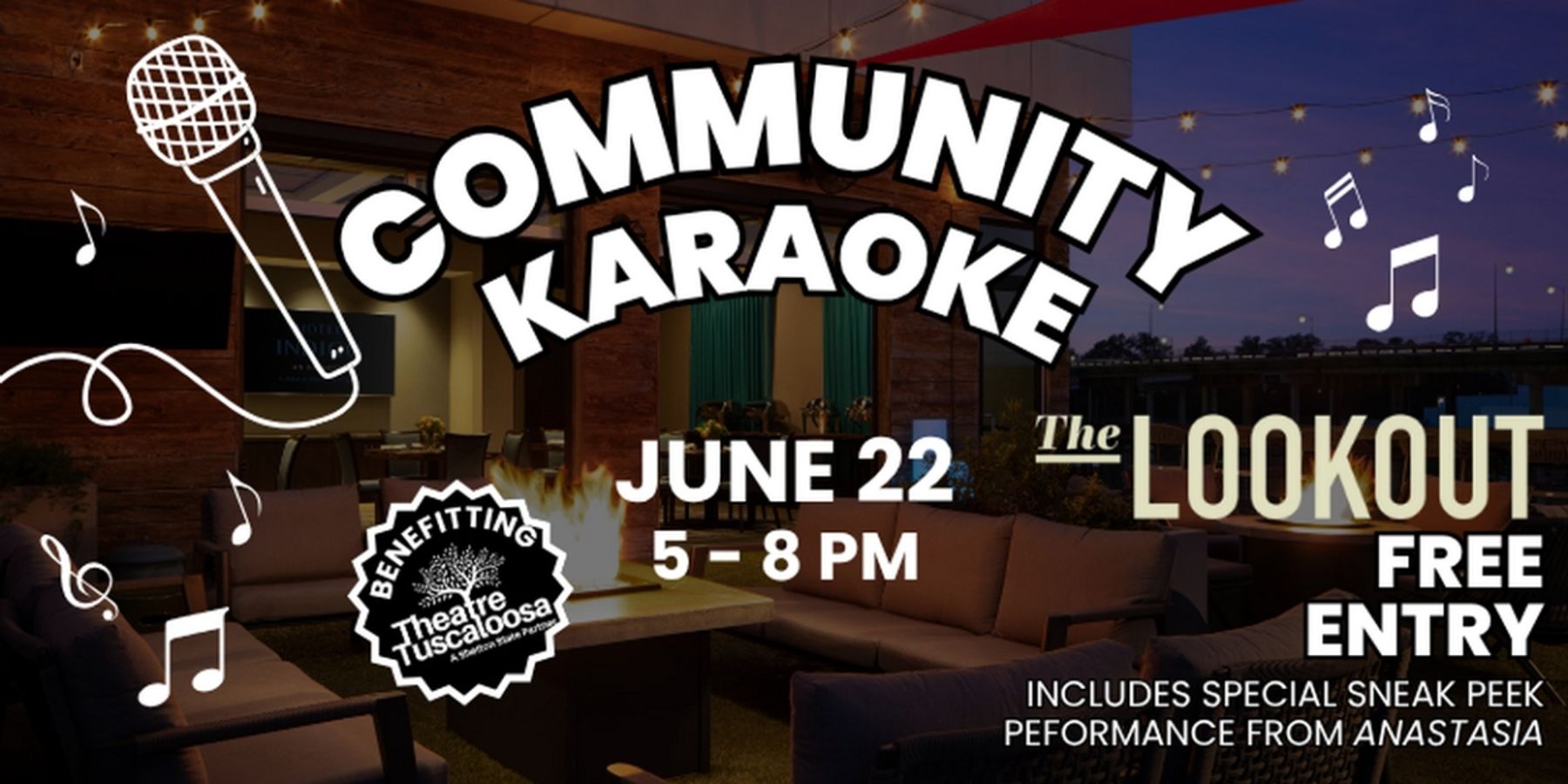 Theatre Tuscaloosa to Host Community Karaoke at the Lookout Rooftop Bar